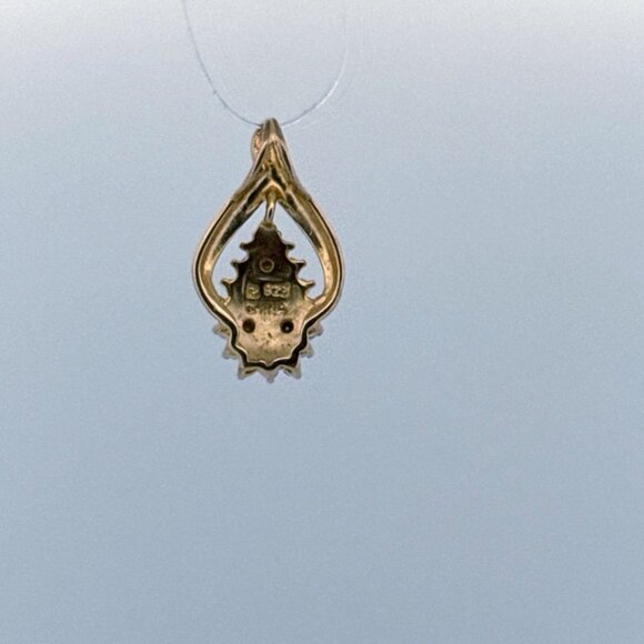 Estate Sterling Silver 925 CZ Cluster Pendant Gold Tone Teardrop No Chain - Picture 3 of 8